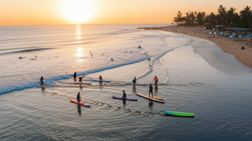 La Union beach break with surfers